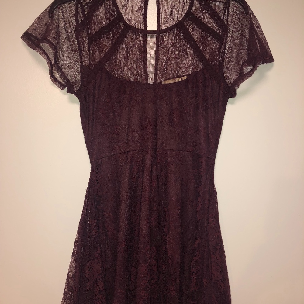 Burgundy-Plum Dress with Gold accents